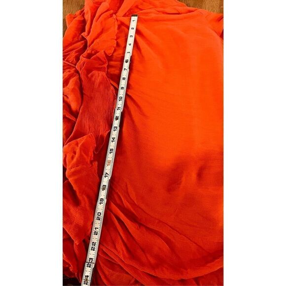Intimately Free People Red Spaghetti Strap Top Blouse Orange Ruffle SZ M - Picture 5 of 10
